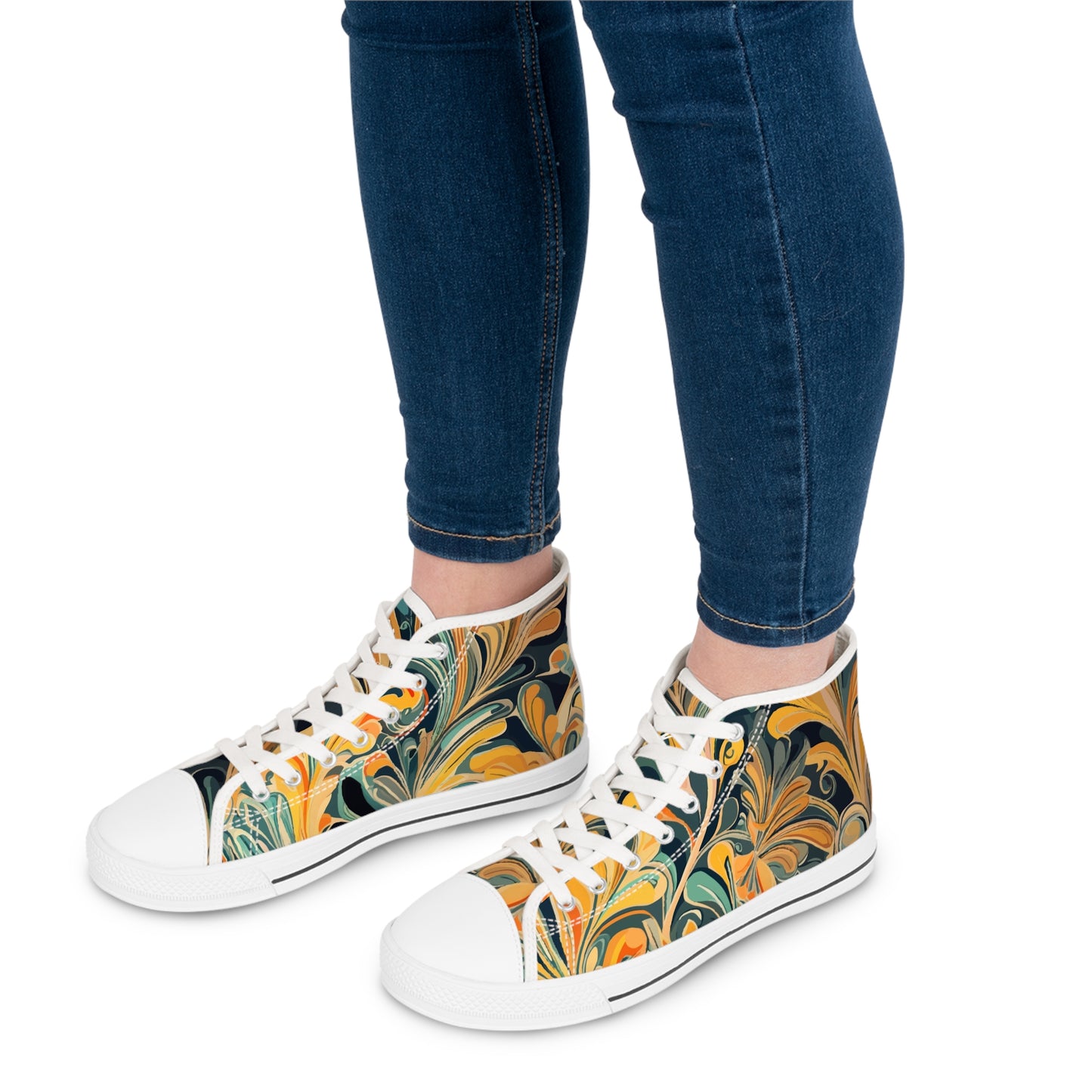 Golden Swirl Women's High Top Sneakers