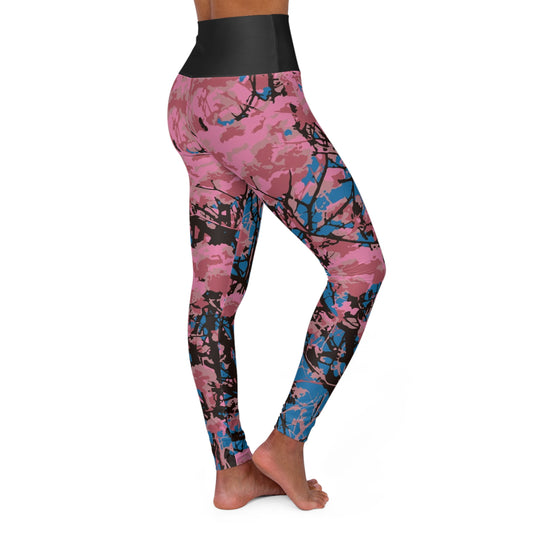 Roble de Sabana / High Waisted Yoga Leggings (Black Waist) (AOP)