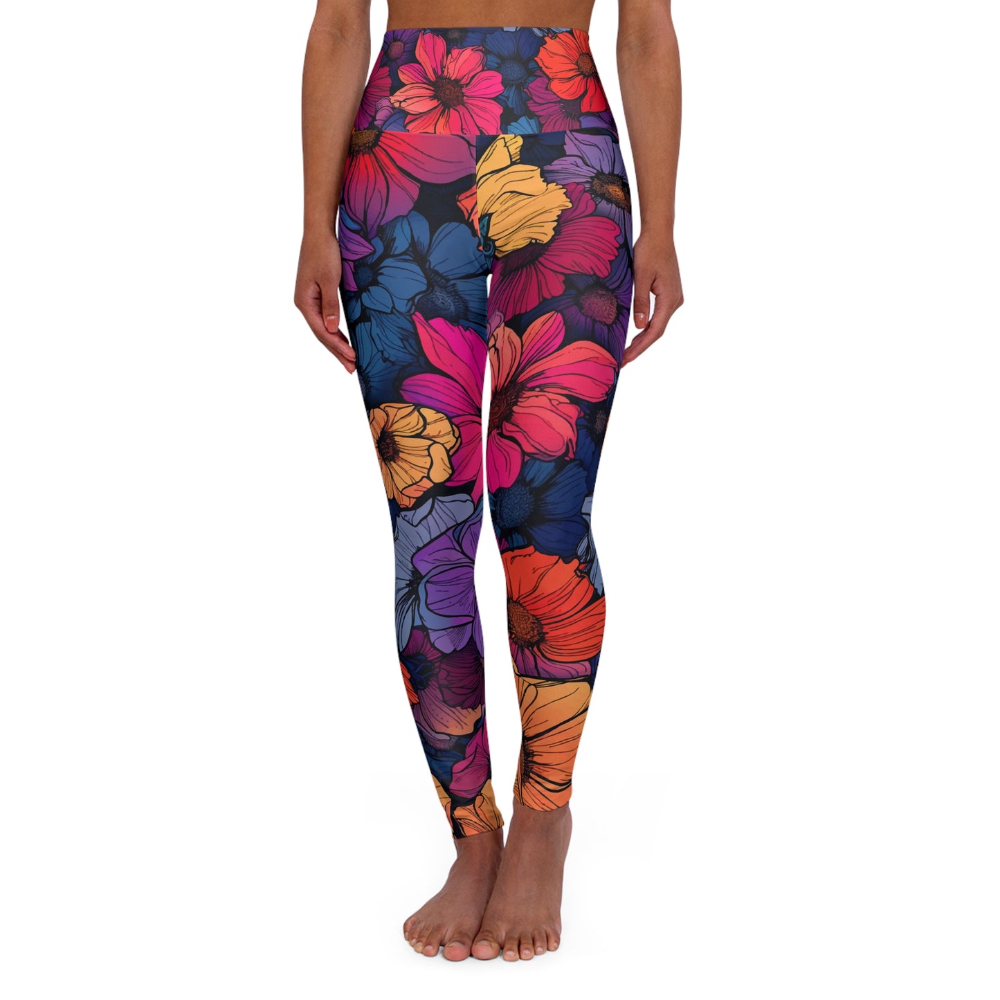 Tropical Flowers High Waisted Yoga Leggings (AOP)