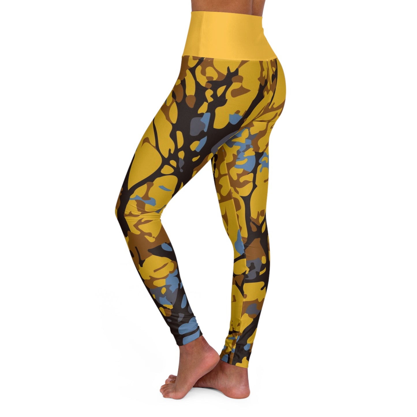 Cortés Amarillo / High Waisted Yoga Leggings (Yellow Waist) (AOP)