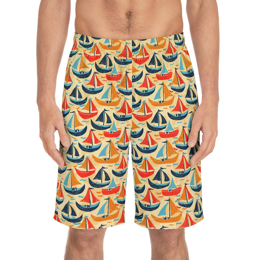 Vintage Ships Board Shorts for Men