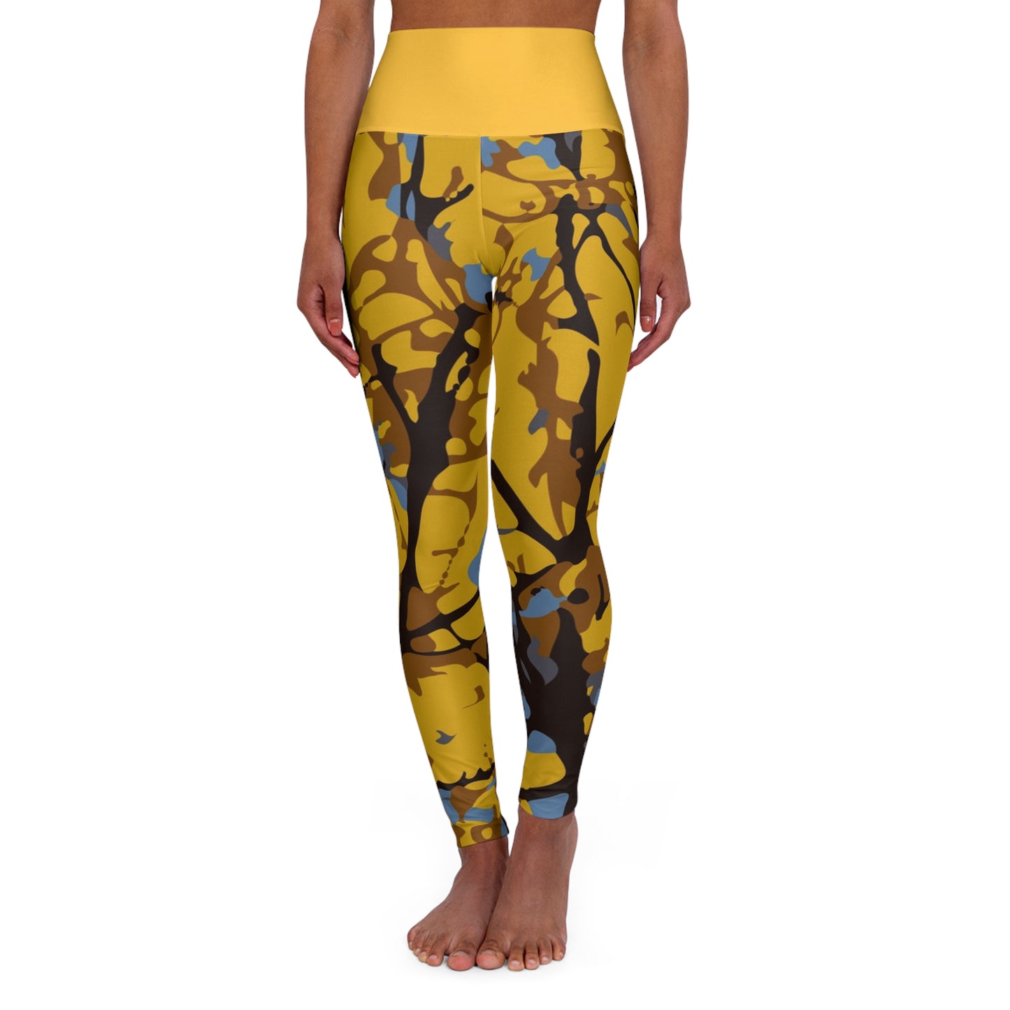 Cortés Amarillo / High Waisted Yoga Leggings (Yellow Waist) (AOP)