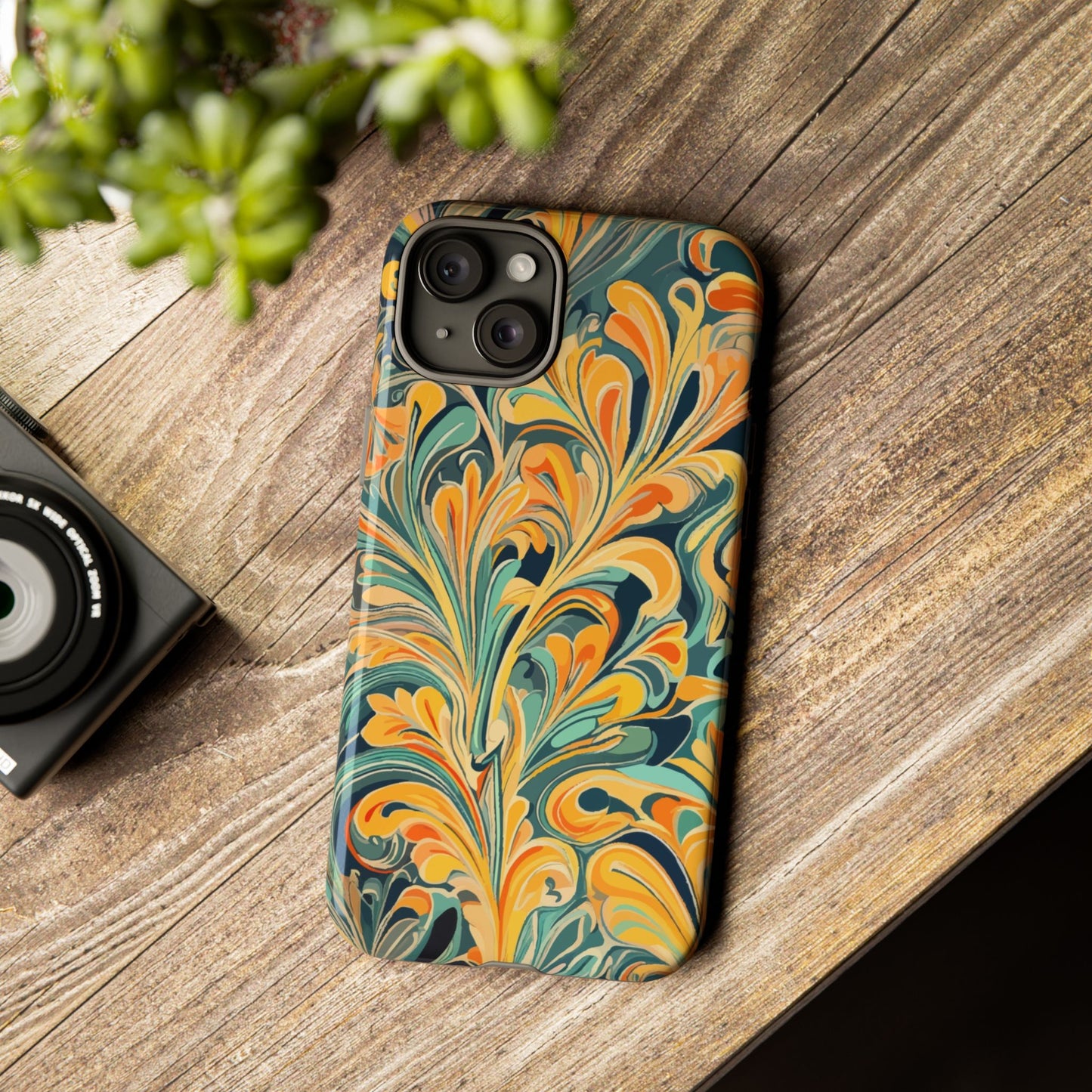 Golden Swirl Tough iPhone Cases