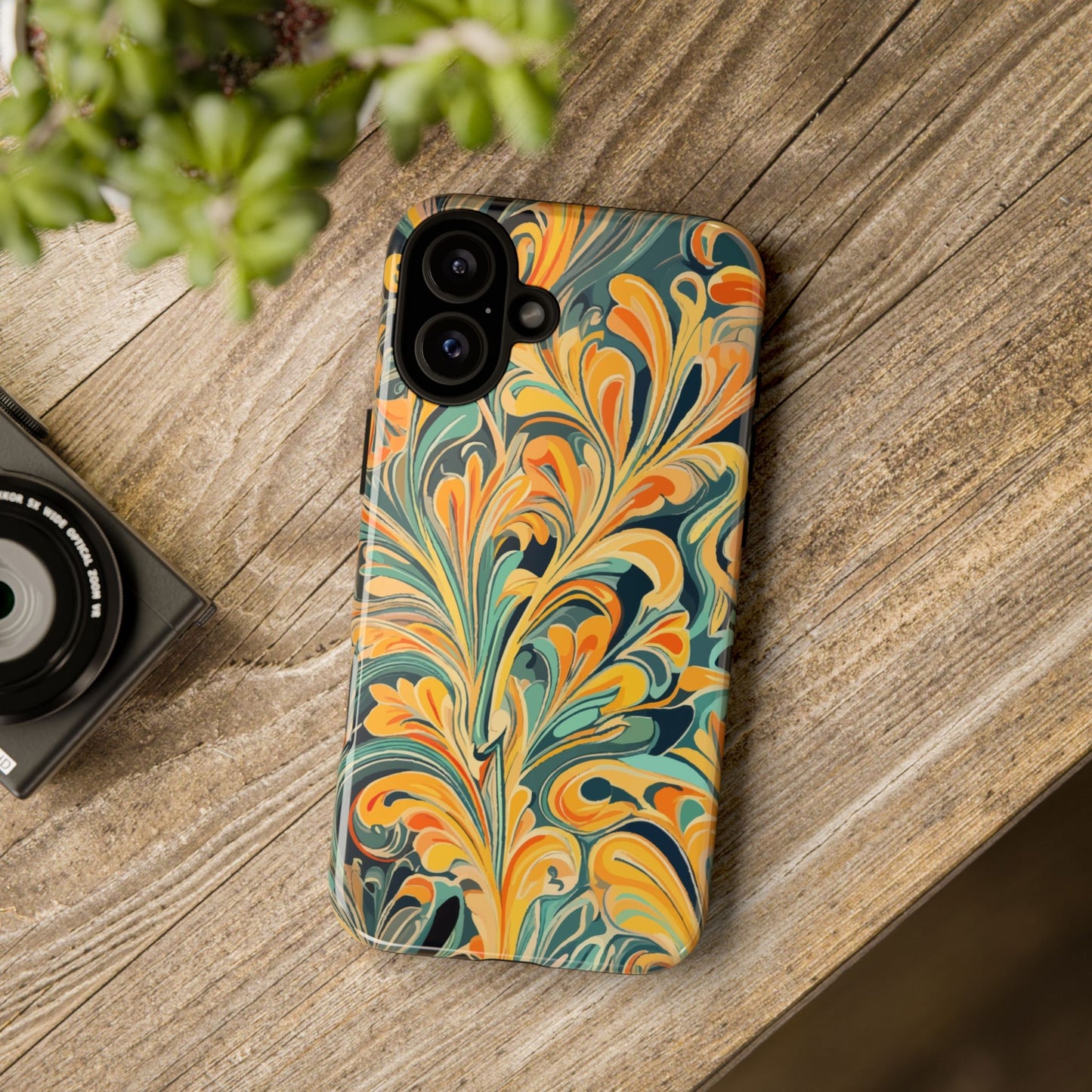 Golden Swirl Tough iPhone Cases