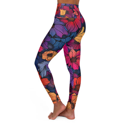 Tropical Flowers High Waisted Yoga Leggings (AOP)