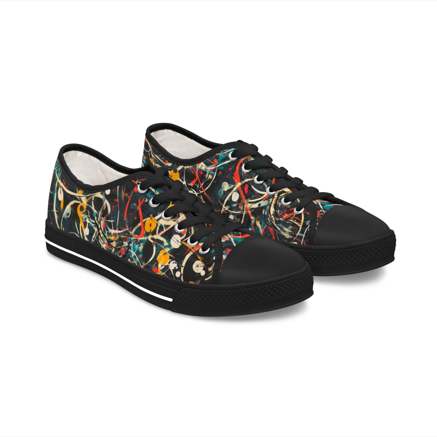 Pollock-Inspired Women's Low Top Sneakers