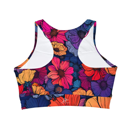 Tropical Flowers / High Neck Crop Bikini Top  (AOP)