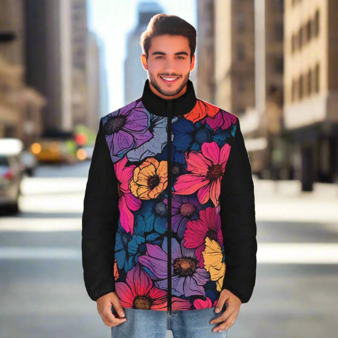 Tropical Flowers Men's Puffer Jacket